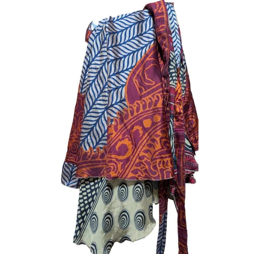 Handmade Reversible Sari Silk Layered Tie Skirt